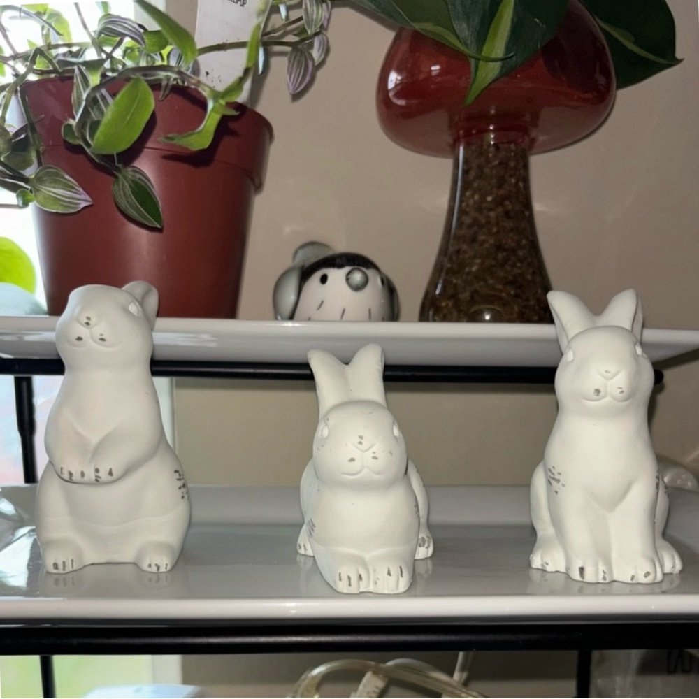 Set of 3 Target Cement Bunny Figures
